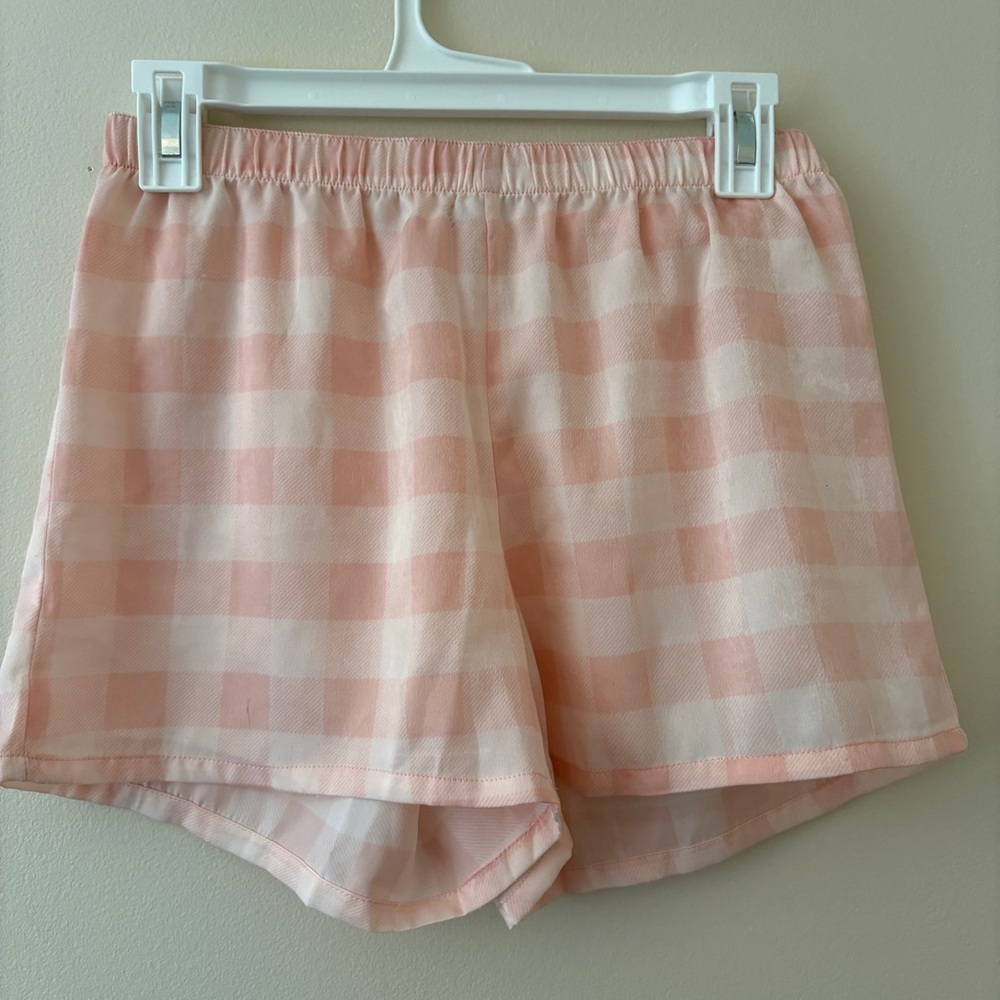 Abound Pink White Gingham Check Pull On Lounge Shorts XS NWOT